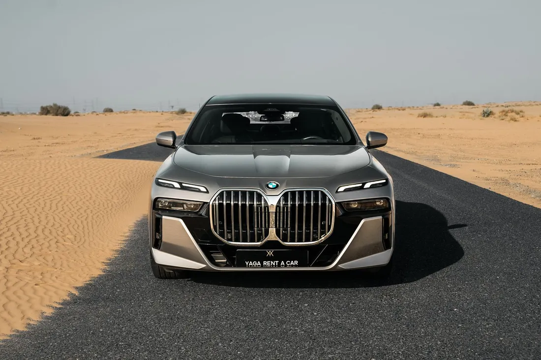 BMW 740i — front exterior and large kidney grille