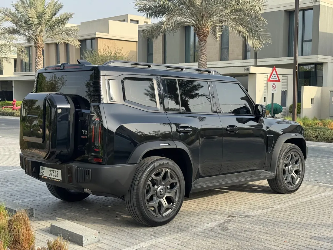 Jetour T2 — rear three-quarter exterior and spare-wheel cover
