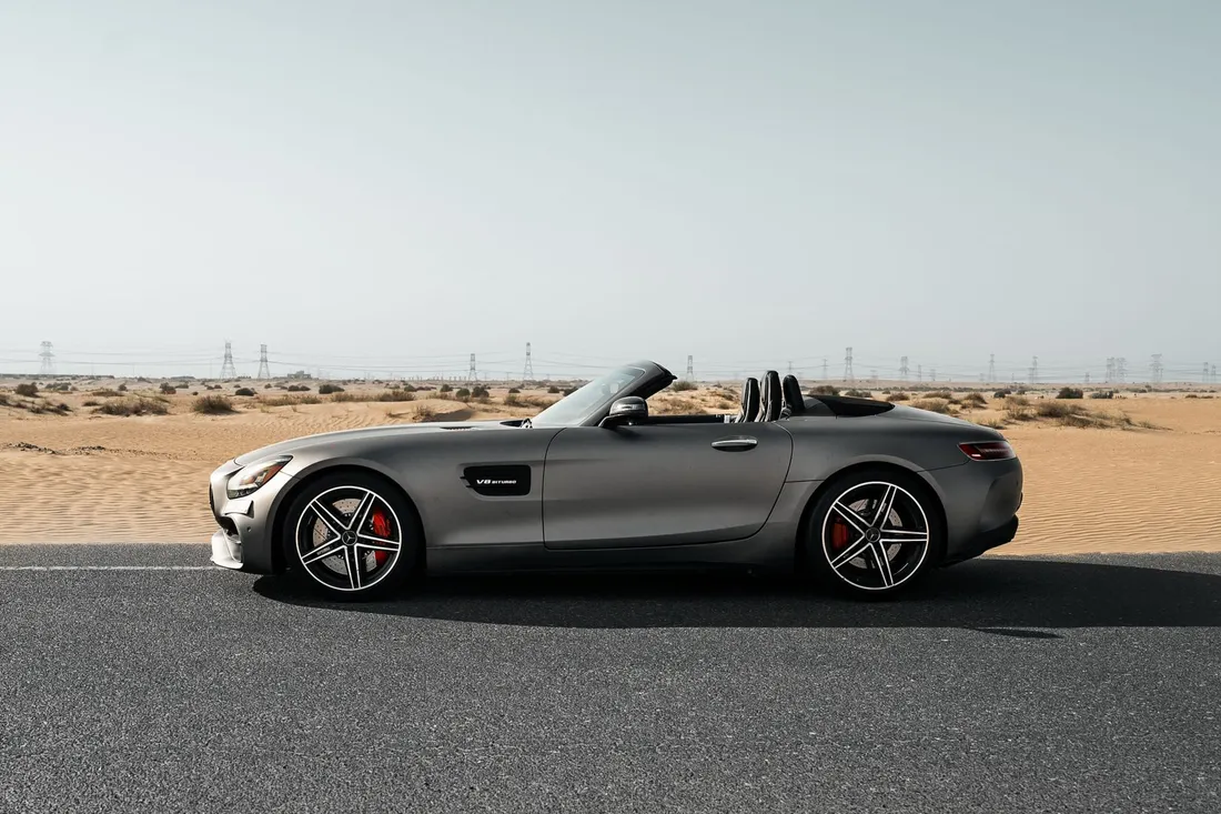 Mercedes-AMG GTC — side profile with the roof open