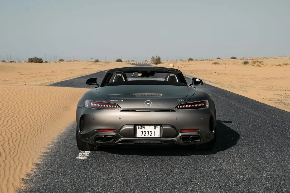 Mercedes-AMG GTC — rear exterior with the roof open